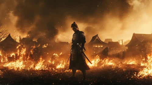 Warrior in Burning Landscape