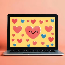 Laptop Displaying Colorful Heart Pattern