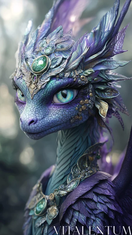 Enchanting Dragon with Blue Eyes AI Image