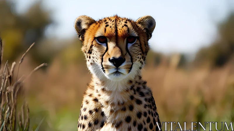 Cheetah Portrait in Wild Habitat AI Image