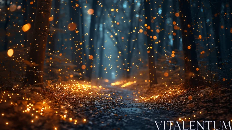 Mystical Firefly Forest Scene AI Image