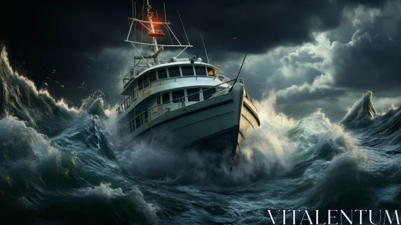 Captivating Stormy Ocean Artwork | Hyper-Realistic Portrayal AI Image