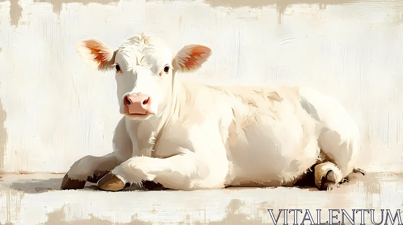 Serene Cow Art in Subtle Colors AI Image