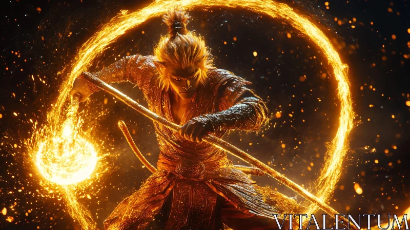 Warrior of Light and Fire AI Image