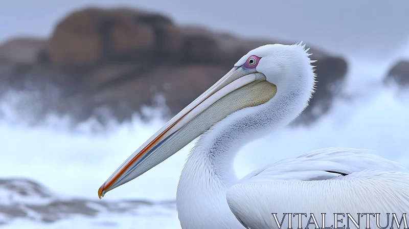 AI ART White Pelican Bird Close-up