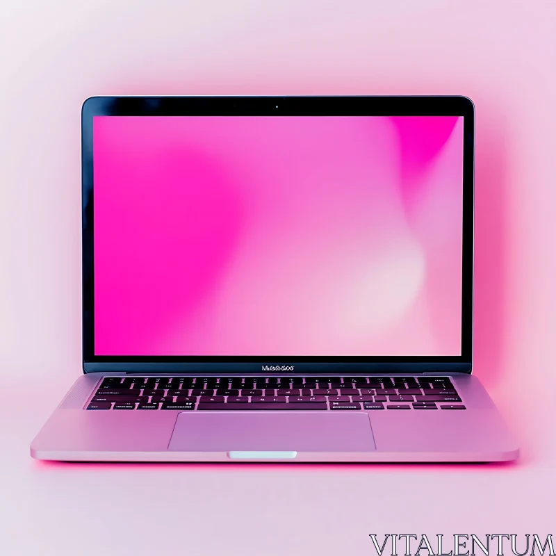 Sleek Laptop with Vibrant Pink Display AI Image