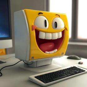 Cheerful Emoji-Themed Computer Monitor