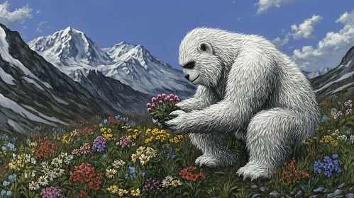 Yeti with flowers