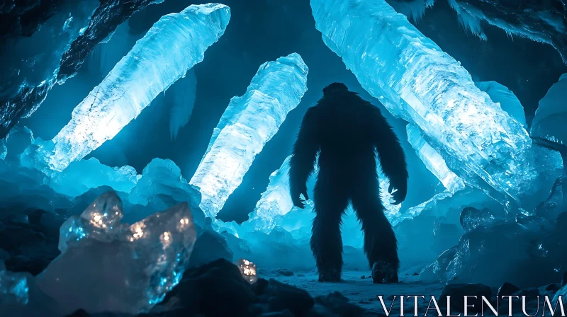 Creature in a Frozen Cave AI Image