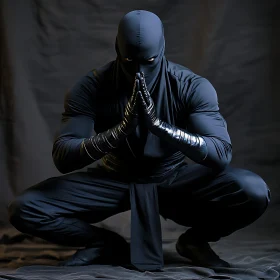 Black Clad Warrior Meditating