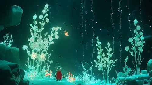 Child in a Magical Glowing Forest