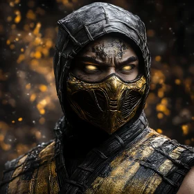 Mysterious Masked Warrior with Glowing Eyes