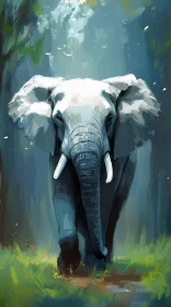 Elephant in Artistic Forest Scene