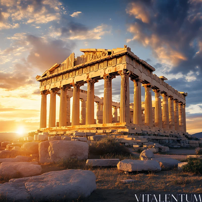 Golden Hour at the Parthenon Acropolis AI Image