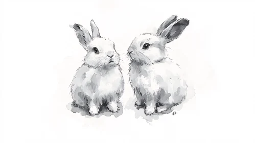 Monochrome Bunny Art