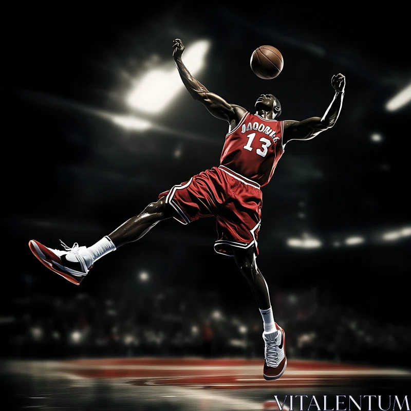 Athlete Jumping for Ball AI Image