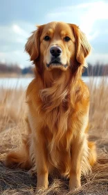 Tranquil Golden Retriever in Field