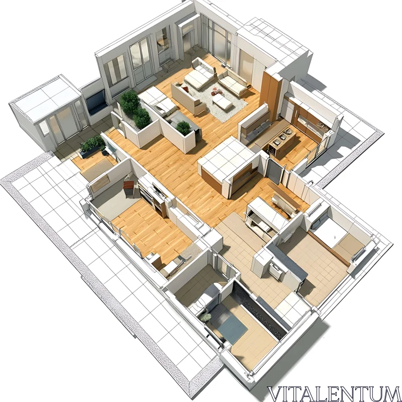 AI ART Architectural Rendering of Apartment Interior