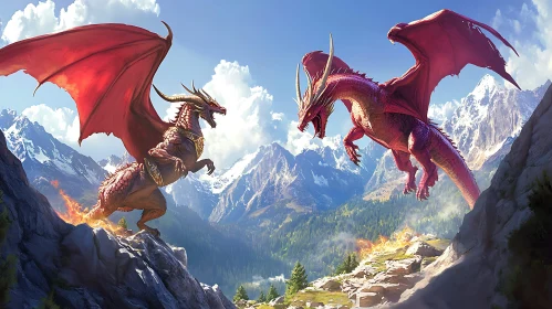 Dragons Clash in Mountainous Realm