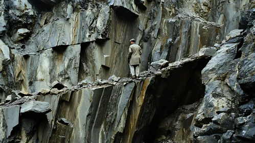 Man Standing on Rocky Cliff