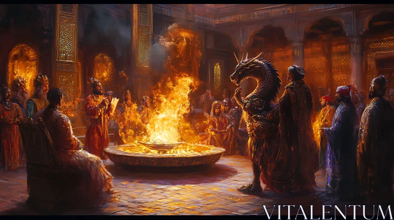 AI ART Ancient Dragon Fire Ceremony