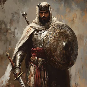 Armored Warrior with Shield and Sword