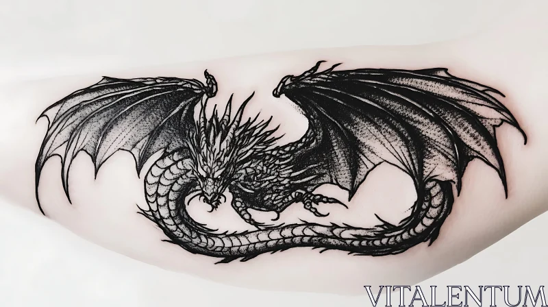 AI ART Intricate Blackwork Dragon Tattoo Art