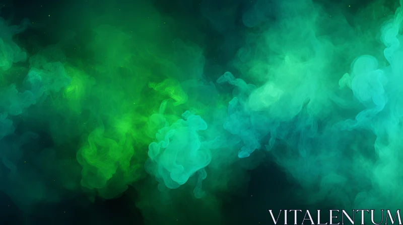 Green and Blue Smoke Abstract Art Rendered in Cinema4D AI Image