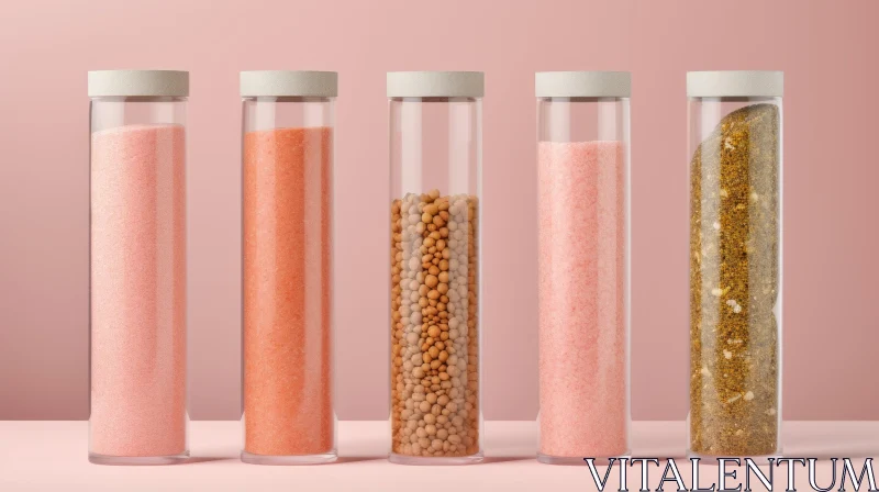 Pink Tubes Filled with Seeds on Pink Background - Industrial Product Design AI Image