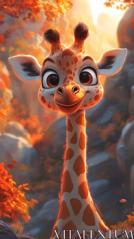 Charming Giraffe Portrait AI Image