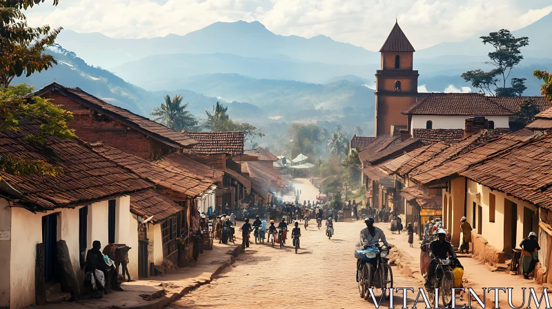 Terracotta Village Street View AI Image