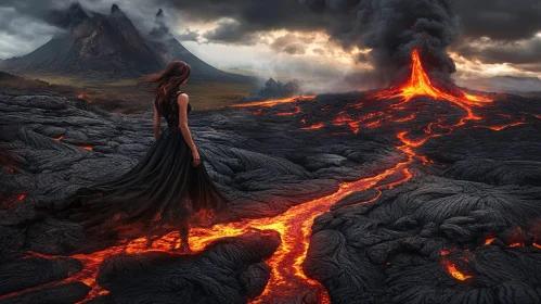 Lava Field and Volcano