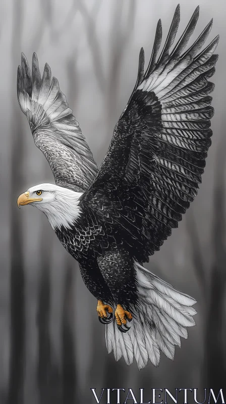 Eagle Illustration with Extended Wingspan AI Image