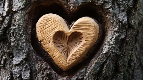 Wooden Heart Carving in Tree Trunk