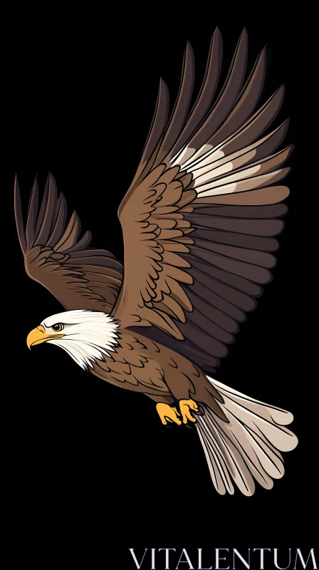 Illustrated Eagle in Flight AI Image