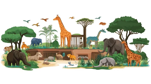 Colorful Animal Wildlife Scene