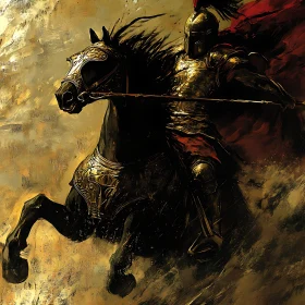 Golden Armored Warrior on Horse