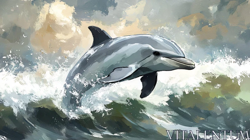 Oceanic Dolphin Art AI Image