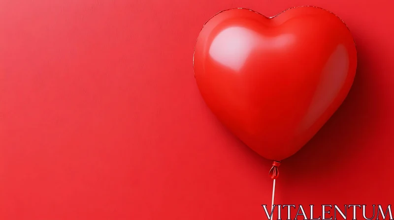 Floating Heart Balloon on Red AI Image