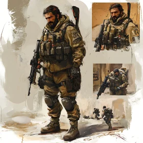 Military Soldier Sketch Art