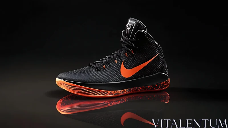 Stylish Black and Orange Sports Shoe AI Image