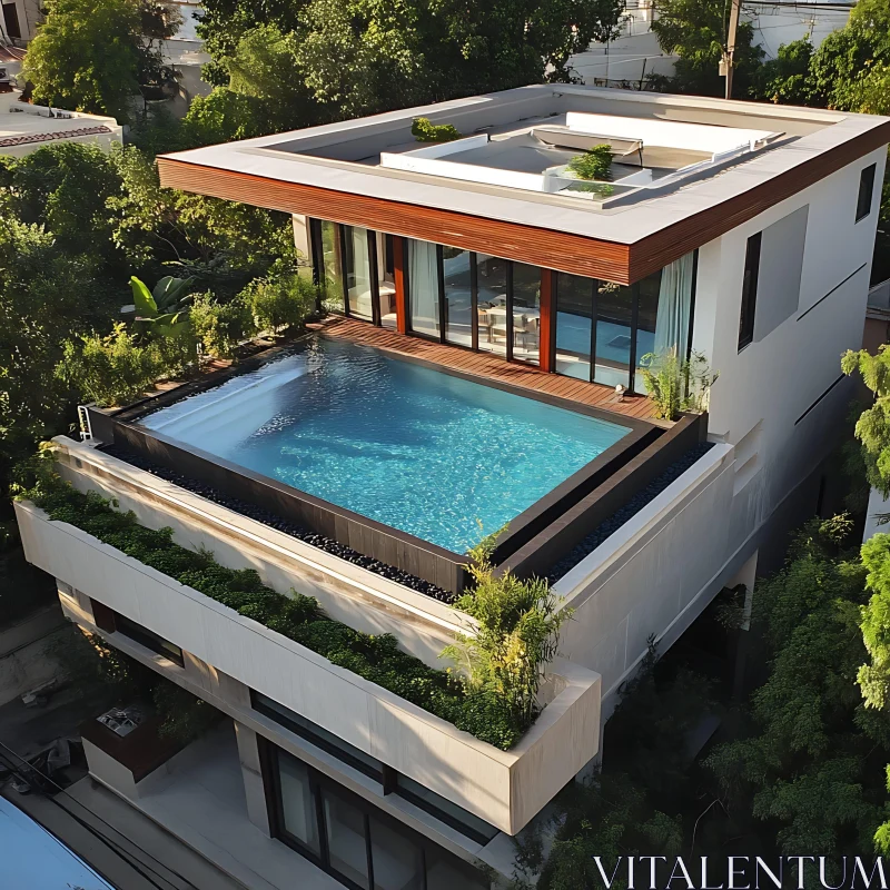 Sleek Urban Home with a Luxurious Rooftop Infinity Pool AI Image