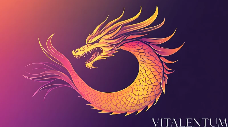 Gradient Dragon Illustration, Mythical Character AI Image