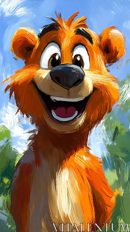 Happy Cartoon Bear Art AI Image