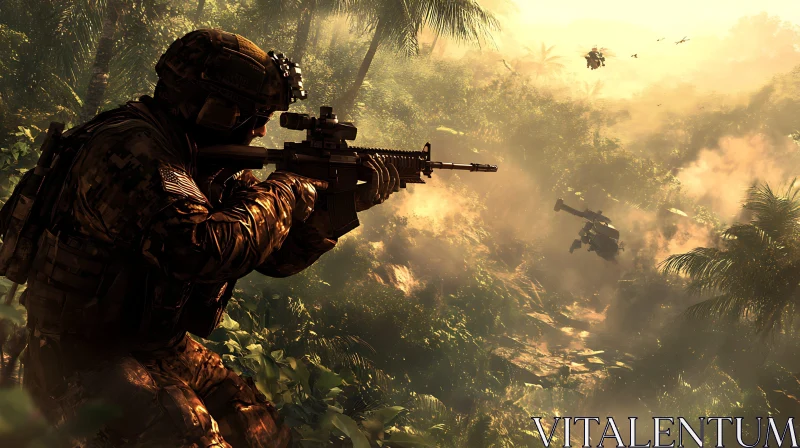 Military Operation in Tropical Forest AI Image