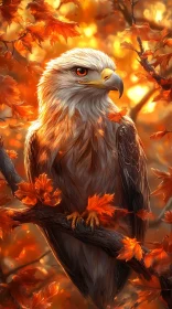 Eagle Amidst Autumn Leaves