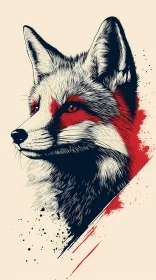 Fox Art with Red Accents