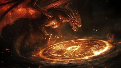 Fiery Dragon and Magical Inscription