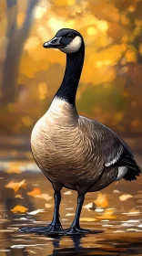 Goose Amidst Autumnal Ambiance