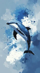 Expressive Dolphin with Watercolor Background